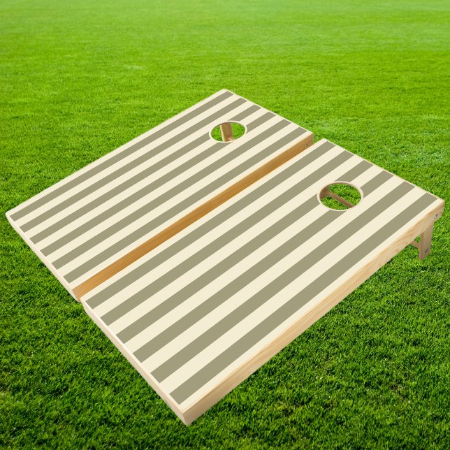 Mid-Century Modern Polo Striping Sage Meadow Cornhole Set (Creator Uploaded)