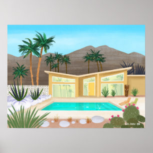 Mid Century Modern Pool House Poster