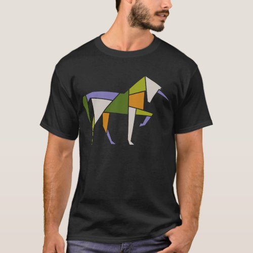 Mid Century Modern Powerful Unicorn Tangram Animal T_Shirt