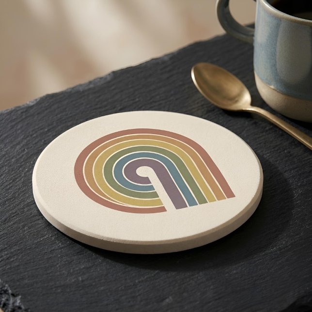Mid-Century Modern Pride Sandstone Coaster (Lifestyle Shot)