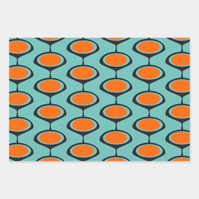 Mid Century Modern Print CUSTOM COLOR  Wrapping Paper Sheets (Front)