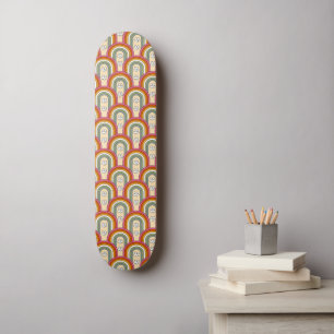 Mid Century Modern Rainbow Daisy Retro Hippie 70s Skateboard