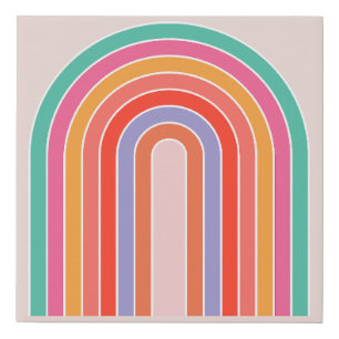 Mid Century Modern Rainbow Faux Canvas Print