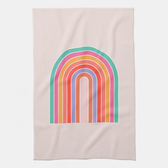Mid Century Modern Rainbow Kitchen Towel (Vertical)
