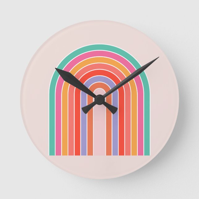 Mid Century Modern Rainbow Round Clock (Front)