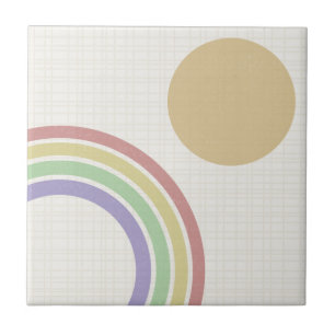 Mid Century Modern Rainbow Sun Ceramic Tile