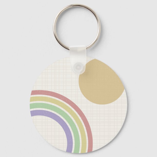 Mid Century Modern Rainbow Sun Keychain (Front)
