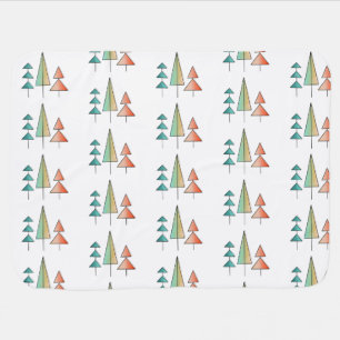 mid century modern rainbow trees blush teal simple baby blanket