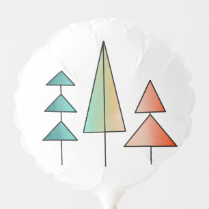 mid century modern rainbow trees blush teal simple balloon