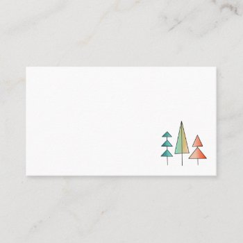 Mid Century Modern Rainbow Trees Blush Teal Simple Business Card by CharmedPix at Zazzle