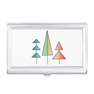 mid century modern rainbow trees blush teal simple business card case