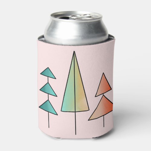 mid century modern rainbow trees blush teal simple can cooler