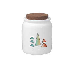 mid century modern rainbow trees blush teal simple candy jar