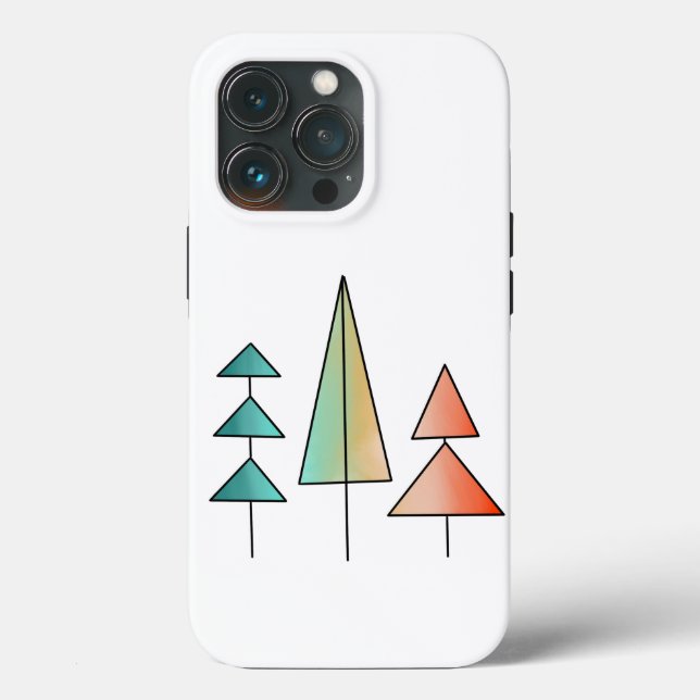 mid century modern rainbow trees blush teal simple Case-Mate iPhone case (Back)