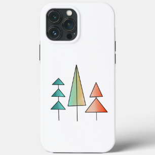 mid century modern rainbow trees blush teal simple iPhone 13 pro max case