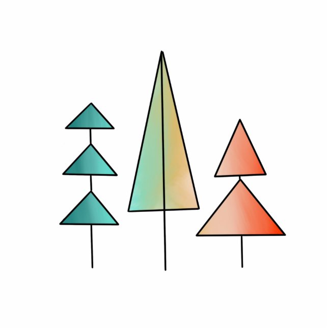 mid century modern rainbow trees blush teal simple cutout (Front)