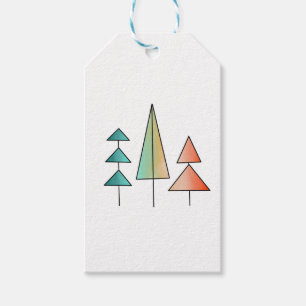 mid century modern rainbow trees blush teal simple gift tags