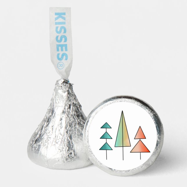 mid century modern rainbow trees blush teal simple hershey®'s kisses® (Front)