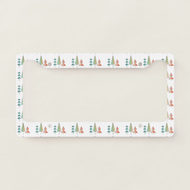 mid century modern rainbow trees blush teal simple license plate frame (Front)