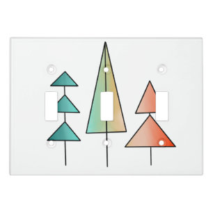 mid century modern rainbow trees blush teal simple light switch cover