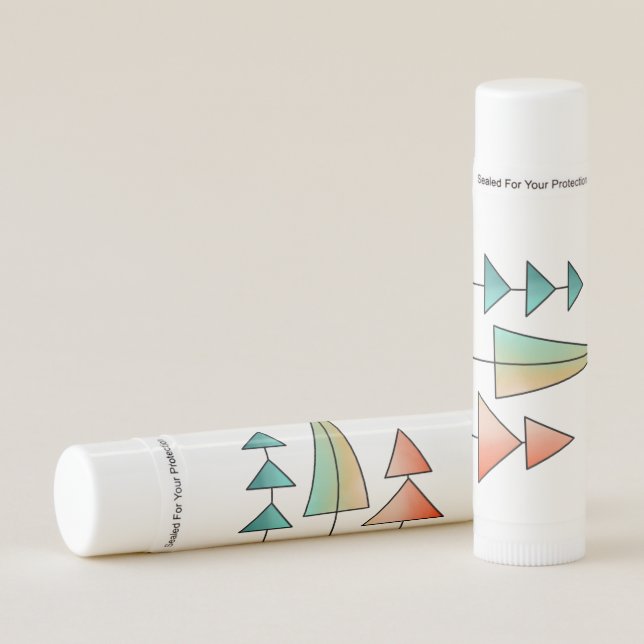 mid century modern rainbow trees blush teal simple lip balm (Front)