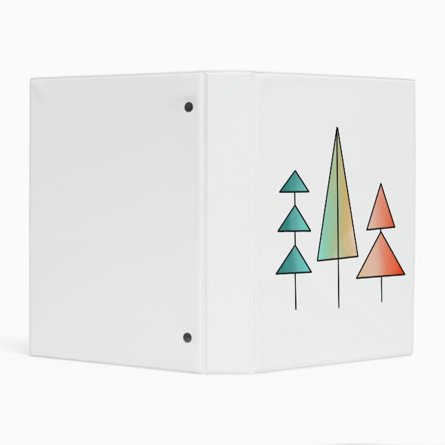 mid century modern rainbow trees blush teal simple mini binder (Background)