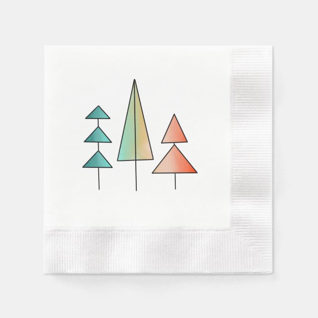 mid century modern rainbow trees blush teal simple napkins (Front)