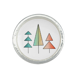 mid century modern rainbow trees blush teal simple ring