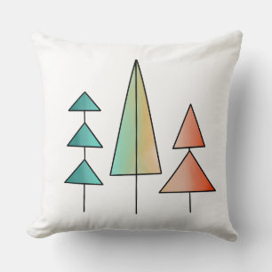 mid century modern rainbow trees blush teal simple throw pillow