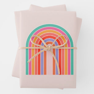 Mid Century Modern Rainbow Wrapping Paper Sheets