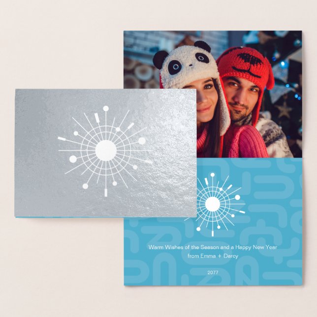 Mid-Century Modern Real Silver Foil Christmas MOD Card (Display)