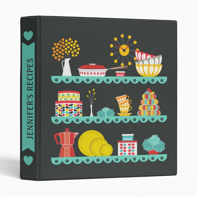 Mid Century Modern Recipe Binder (Front/Spine)