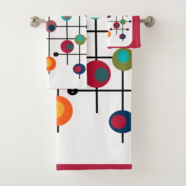 Mid-Century Modern Rectangle Bath Towel Set (Insitu)