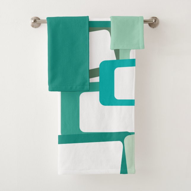 Mid-Century Modern Rectangles Bath Towel Set (Insitu)