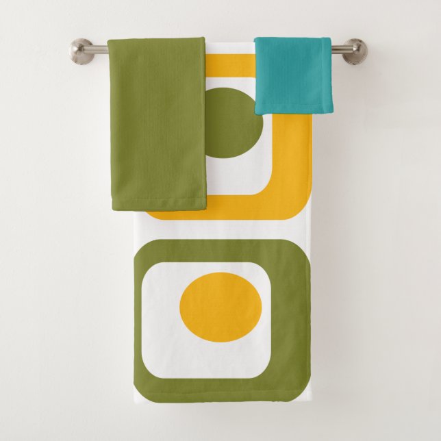 Mid-Century Modern Rectangles Bath Towel Set (Insitu)