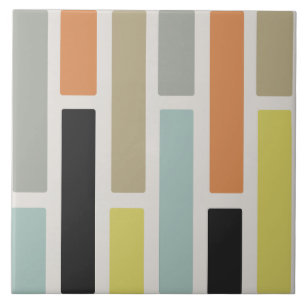 Mid Century Modern Rectangles Ceramic Tile