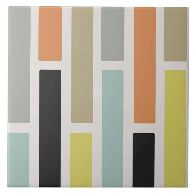 Mid Century Modern Rectangles Ceramic Tile (Front)