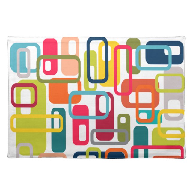 Mid-century Modern Rectangles Cloth Placemat (Front)