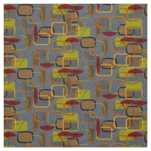 Mid-Century Modern Rectangles  Design Fabric 33