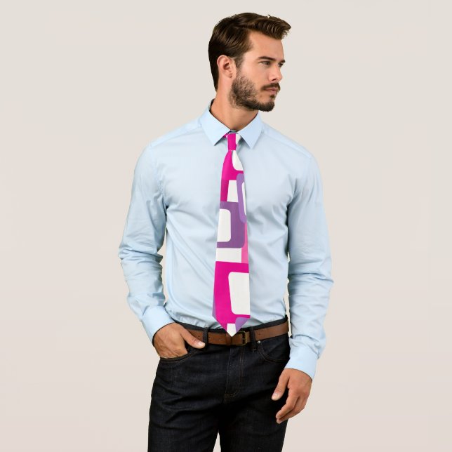 Mid-Century Modern Rectangles Neck Tie (In Situ)