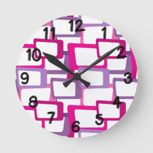 Mid-Century Modern Rectangles Round Clock