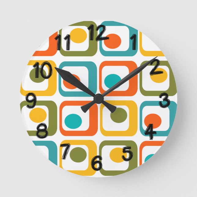 Mid-Century Modern Rectangles Round Clock (Front)