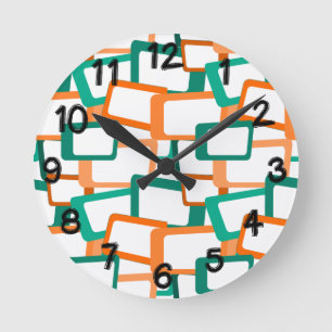 Mid-Century Modern Rectangles Round Clock