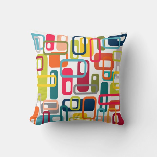 Mid-century Modern Rectangles Throw Pillow (Front)