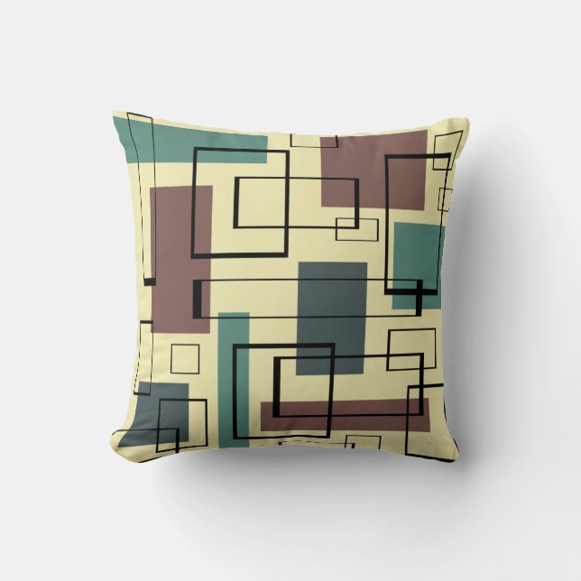 Mid Century Modern Rectangles Throw Pillow (Front)