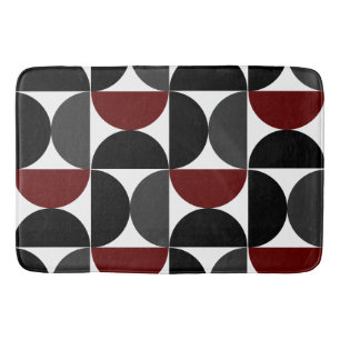 Mid-Century Modern Red Black and Gray   Bath Mat
