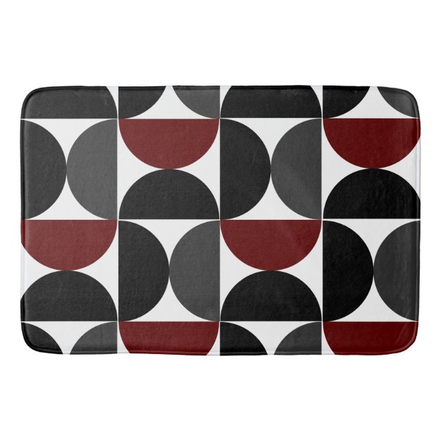 Mid-Century Modern Red Black and Gray   Bath Mat (Front)