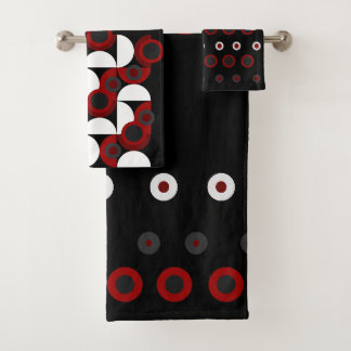Mid-Century Modern red, black and gray Bath Towel Set