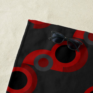 Mid-Century Modern red, black and gray Beach Towel