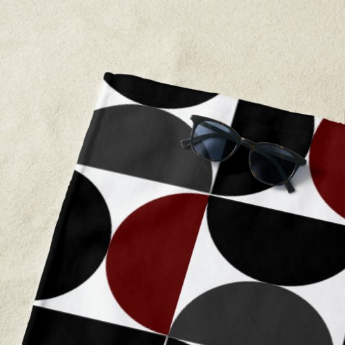 Mid_Century Modern Red Black and Gray   Beach Towel